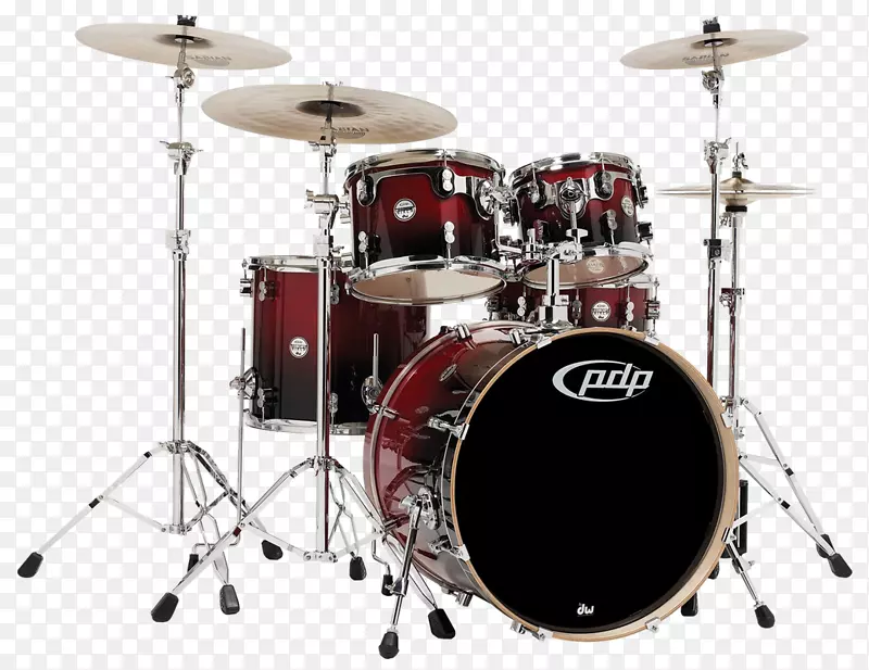 太平洋鼓和打击乐pdp概念枫树外壳包-5件-红色到黑色闪光褪色-鼓