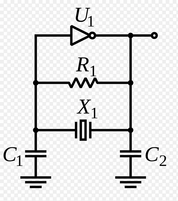 皮尔斯振荡器，电子振荡器，晶体振荡器，接线图，电子电路