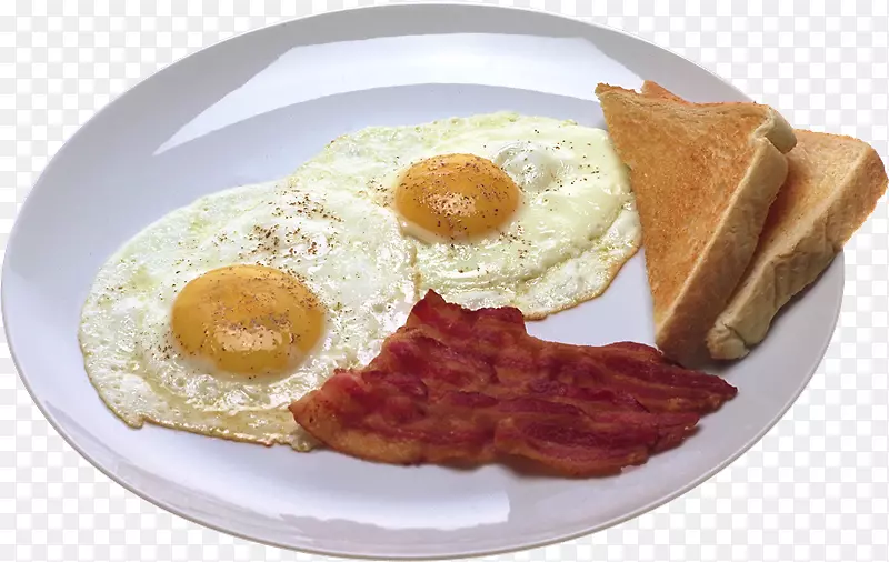 煎蛋丰盛早餐炒鸡蛋培根盘