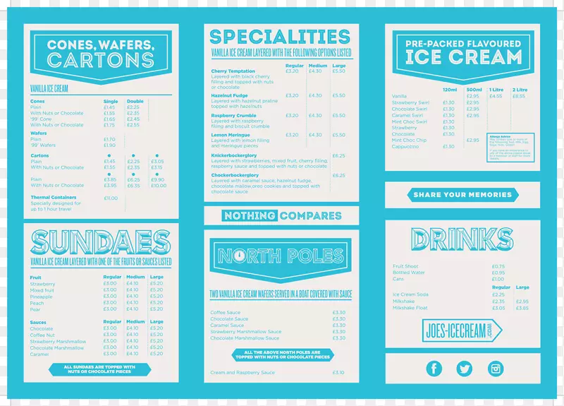 东盖特家族伦敦市中心布卢姆斯伯里排版-冰淇淋菜单