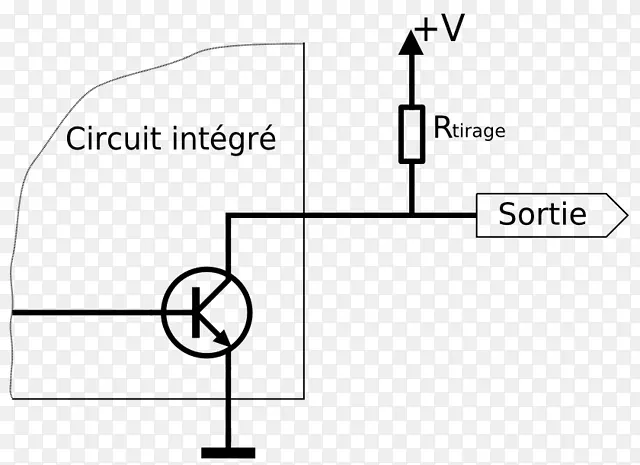 拉出电阻器开式集电极电阻和电导电子学.拉起
