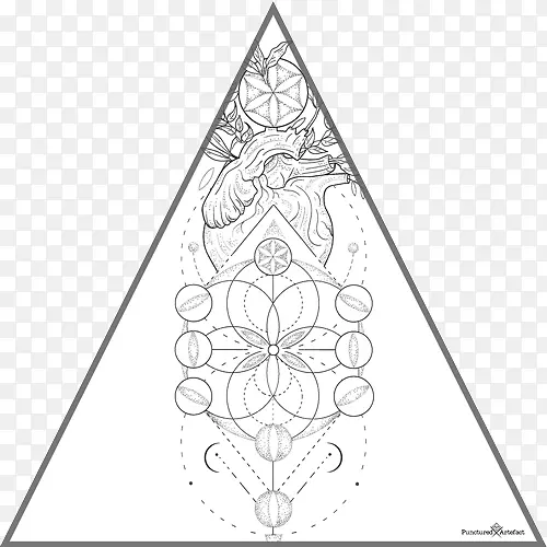 三角对称线艺术图案.神圣几何学