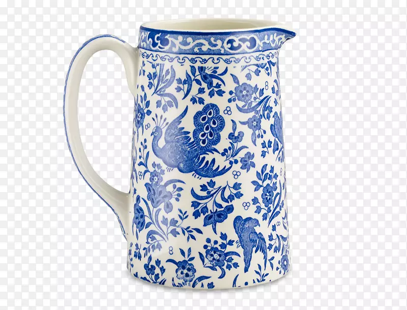 陶瓷咖啡杯蓝白色陶器杯