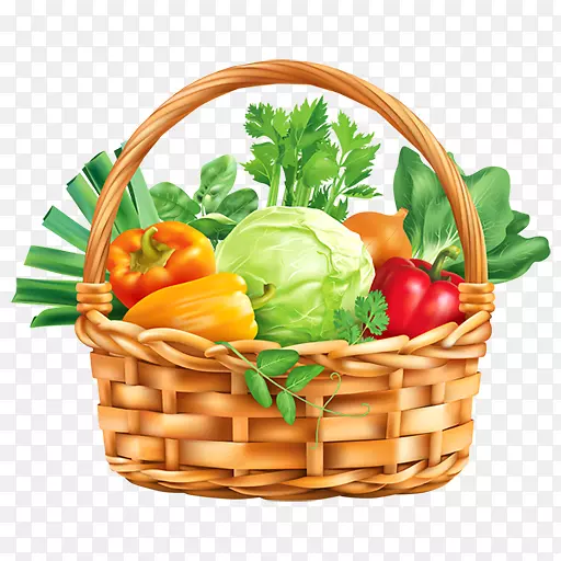 蔬菜素食菜篮子剪贴画-蔬菜