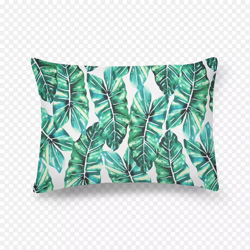 投掷枕头垫长方形水彩热带叶子