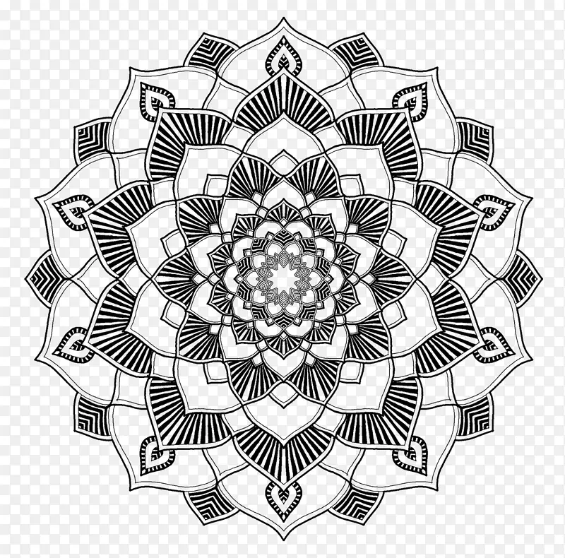 曼陀罗着色书神圣几何学线艺术-白色曼陀罗