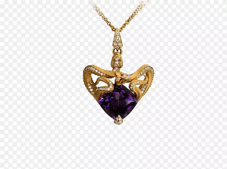 紫水晶耳环项链、珠宝魅力和吊坠.项链