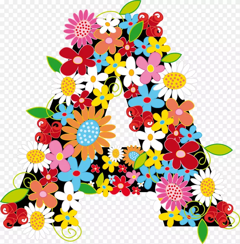 英文字母表字母花卉设计俄文字母表-字母表花