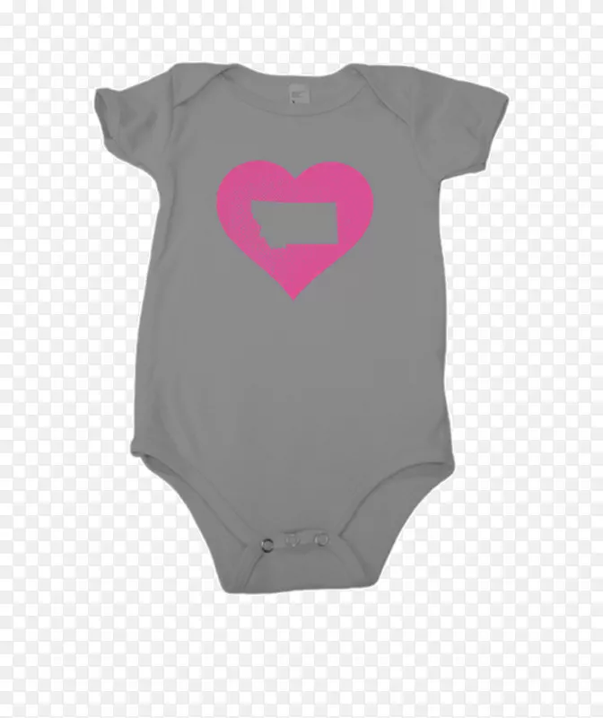 袖子婴儿和蹒跚学步的婴儿一件粉红色m身套装-灰色心
