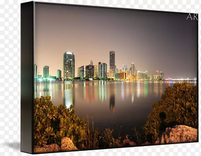 天际线画廊包装画框城市景观帆布-迈阿密天际线