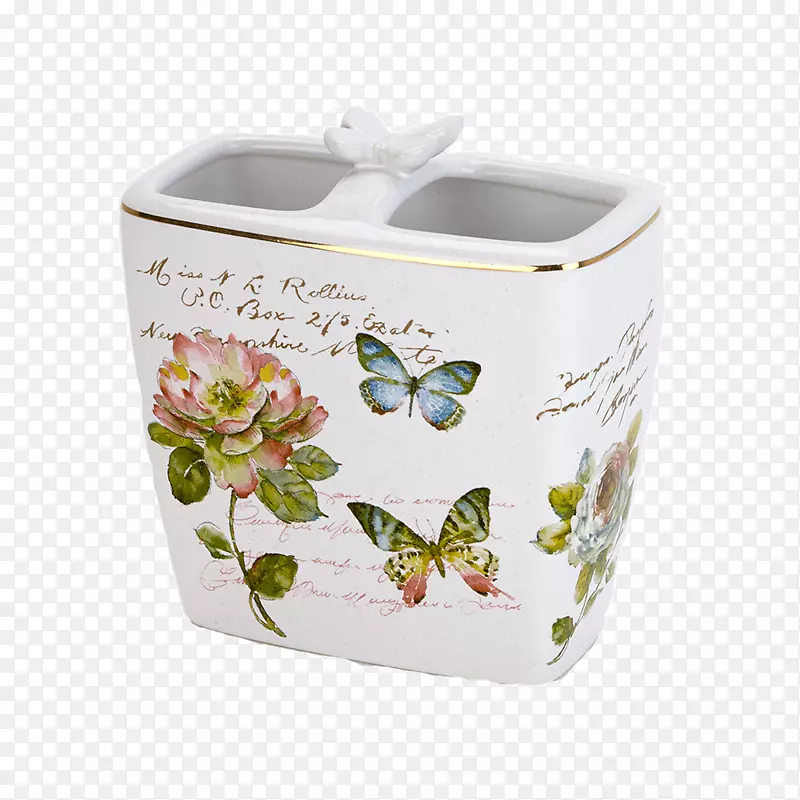 浴巾浴室蝴蝶马桶刷和花盆-蝴蝶