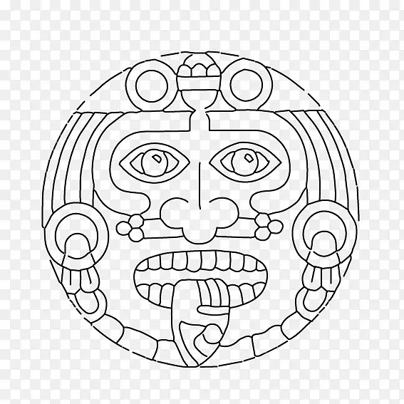 玛雅文明阿兹特克日历石中美金字塔印加帝国着色书-阿兹特克印刷