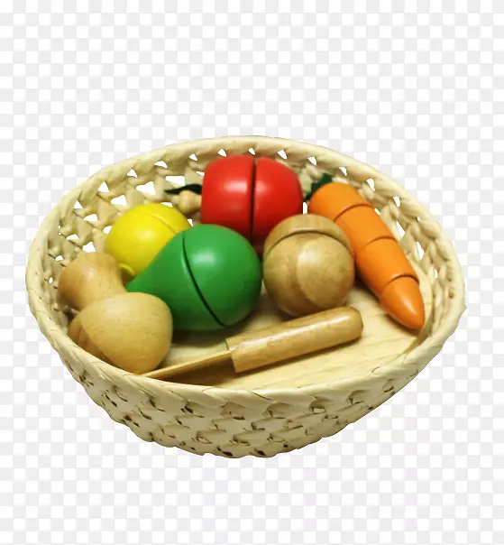 水果色拉蔬菜-木制篮子