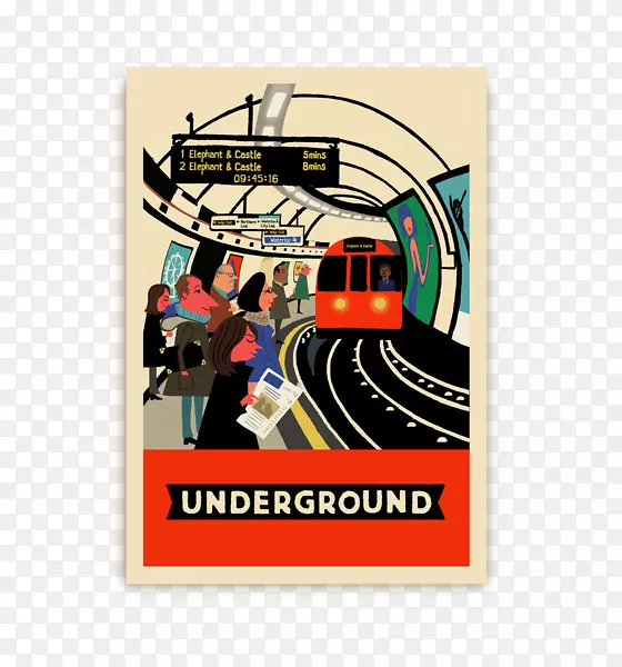 我是为伦敦地下大象和城堡地铁站插画书-人。