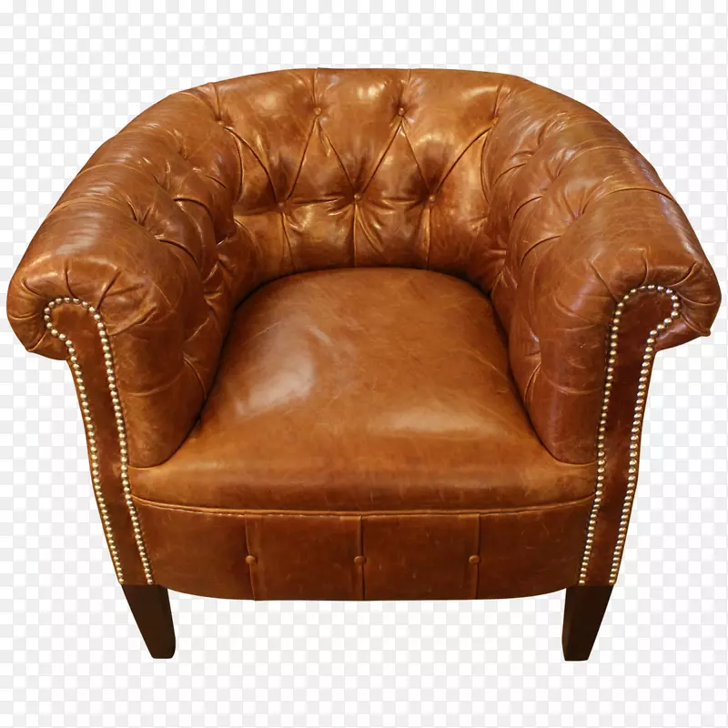 俱乐部椅棕色皮革焦糖色椅