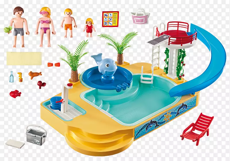 游泳池游乐场滑梯玩具Playmobil儿童玩具