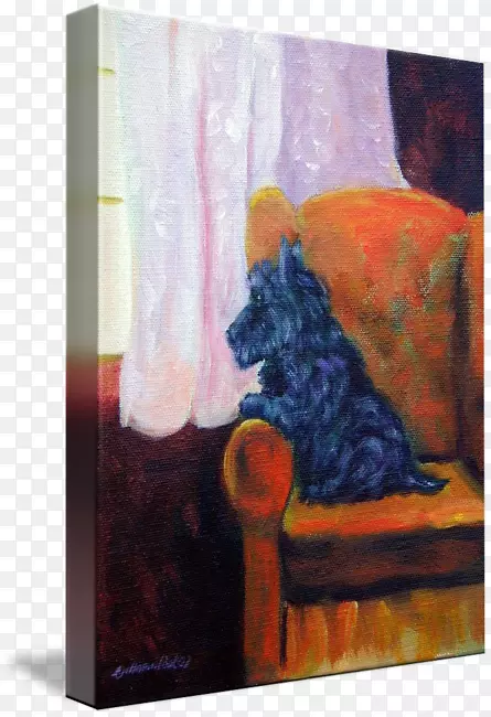 狗丙烯酸涂料现代艺术静物画框-苏格兰猎犬