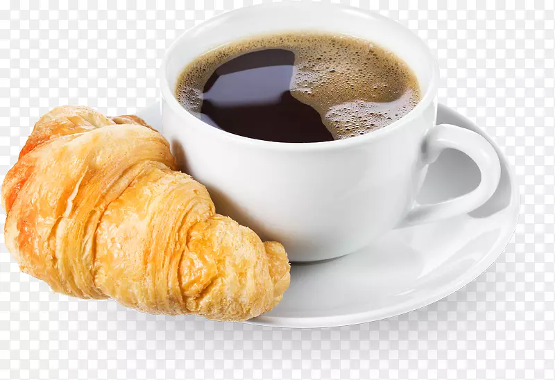 咖啡杯牛角面包茶早餐-咖啡