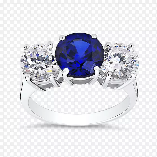 蓝宝石订婚戒指结婚戒指立方氧化锆