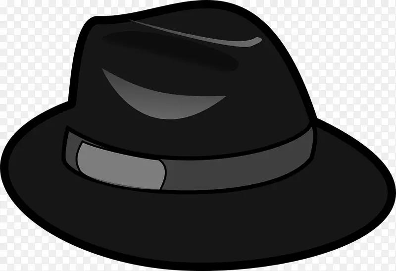 黑色帽子，软呢帽，夹子，艺术帽