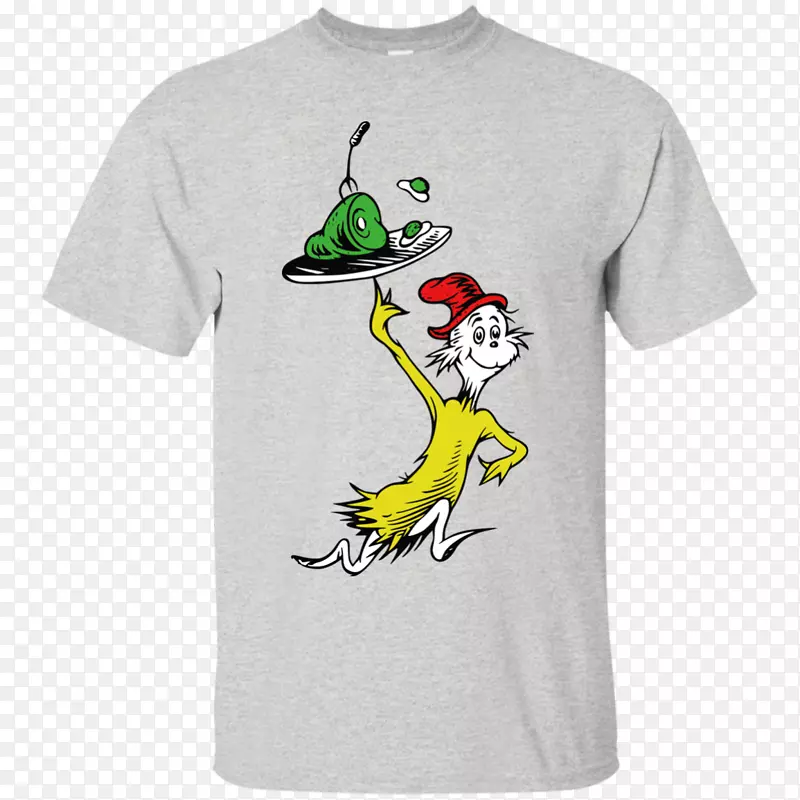 绿色鸡蛋和火腿t恤炸鸡猫在帽子夹艺术t恤