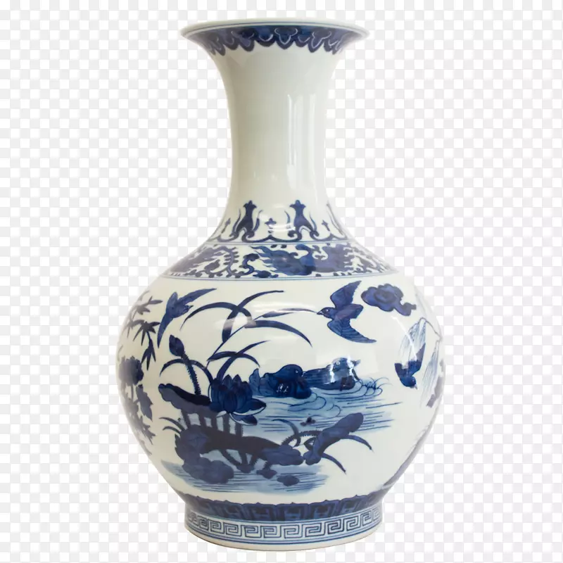蓝白陶瓷瓶钴蓝拉尔夫劳伦公司