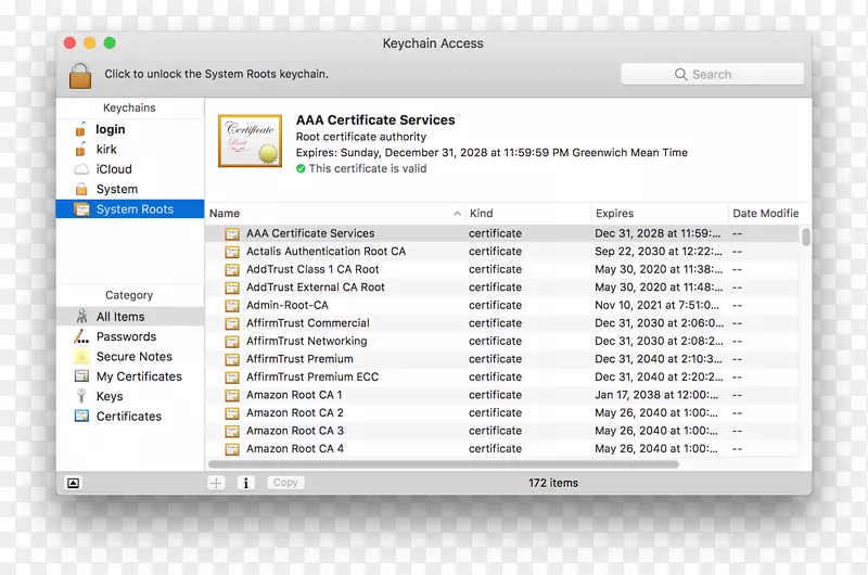 安全令牌密钥链访问计算机程序MacOS-密钥链访问