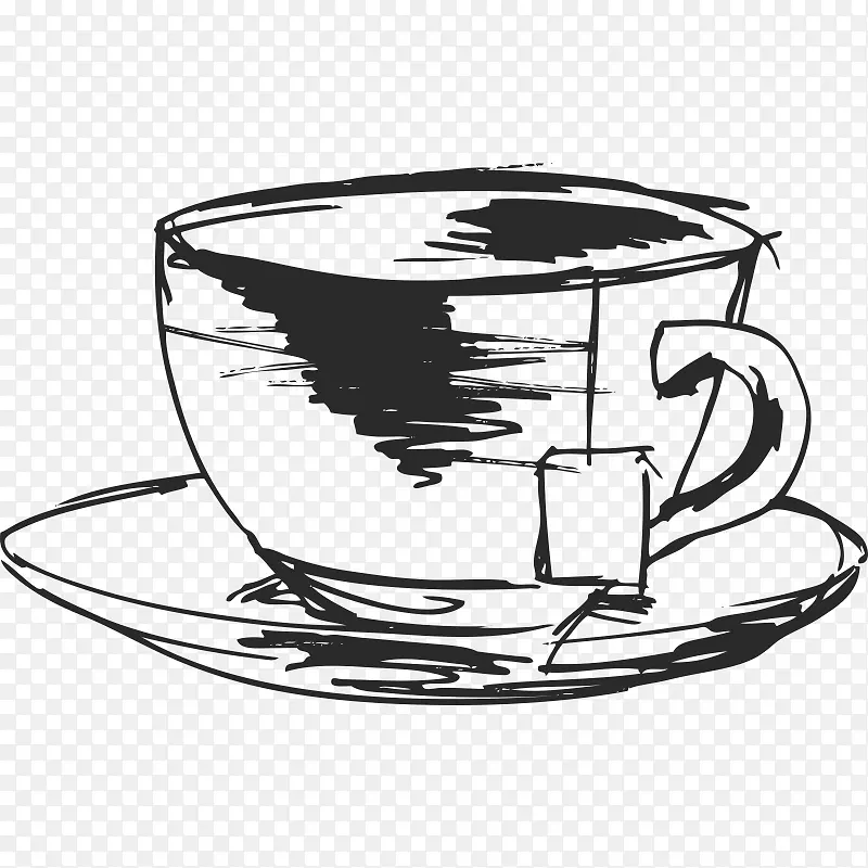 茶袋茶杯咖啡素描