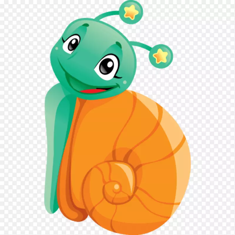 橙色蜗牛儿童贴纸颜色-Caracol