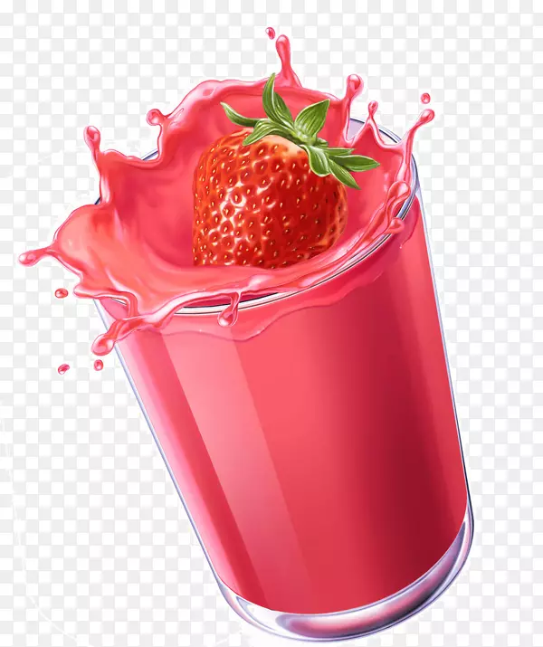 草莓汁鸡尾酒装饰橙汁-草莓