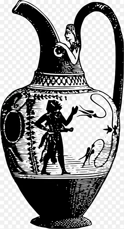 古希腊陶器花瓶画-古代勇士