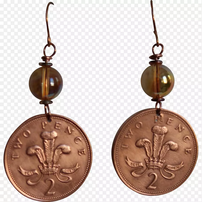 耳环铜-英国25便士硬币