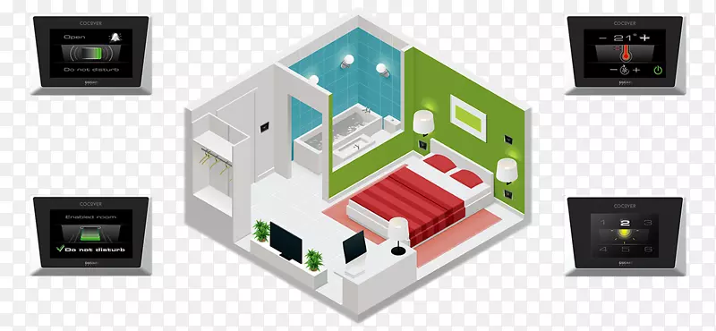 卧室等距投影版税-免费家庭自动化套件