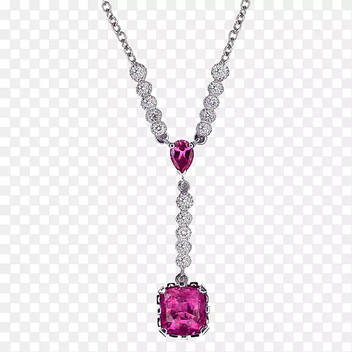 紫水晶项链蓝宝石珠宝钻石项链