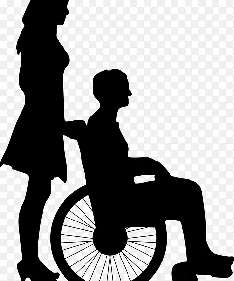 轮椅剪影残疾剪贴画-空中医疗服务