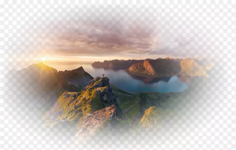 挪威峡湾山水画摄影-绘画