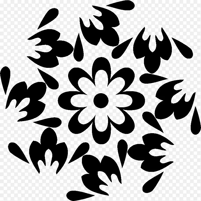 对称花卉设计白色图案设计