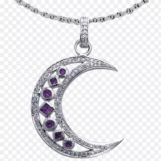 紫水晶魅力和吊坠项链宝石珠宝项链
