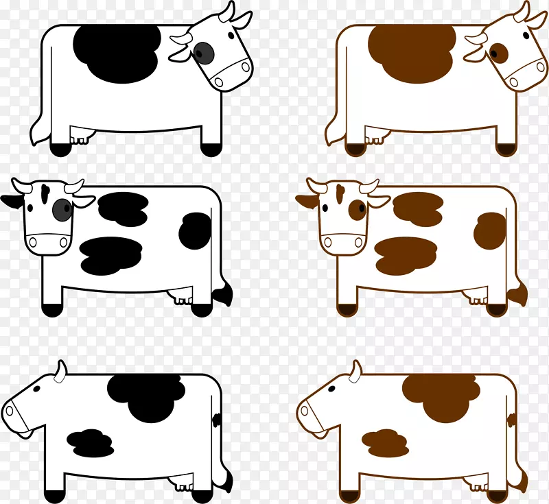 牛黑白剪贴画-棕色牛