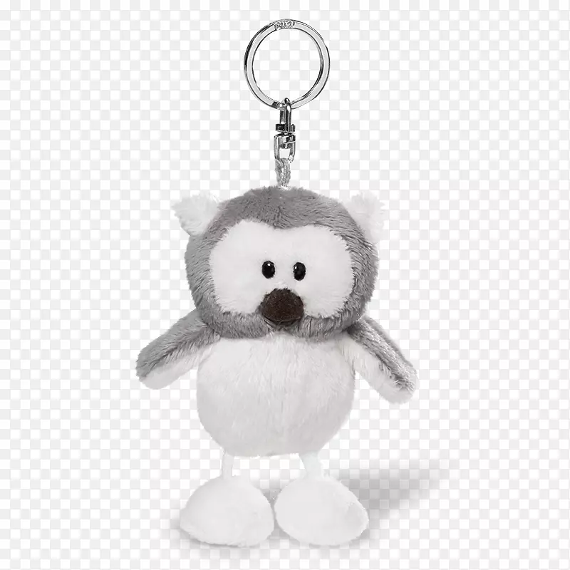 雪猫头鹰填充动物和可爱的玩具钥匙链-雪猫头鹰