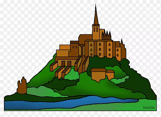 圣米歇尔山迈克尔蒙特圣米歇尔修道院剪贴画-圣迈克尔学院紫色骑士