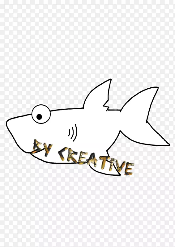 鱼线艺术白色剪贴画-创意鲨鱼