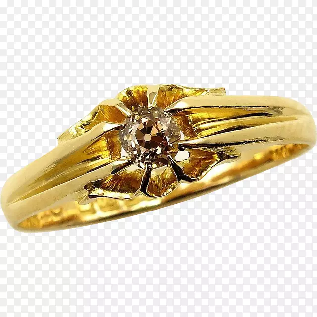 钻石纸牌黄色戒指订婚-钻石