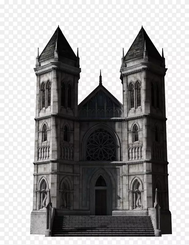 中世纪建筑大教堂历史遗址立面-大教堂