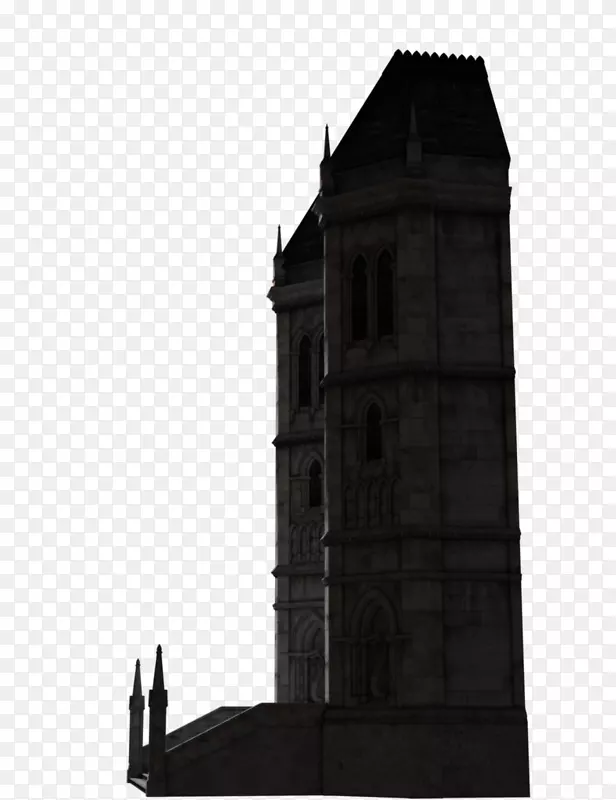 中世纪建筑钟楼尖塔立面