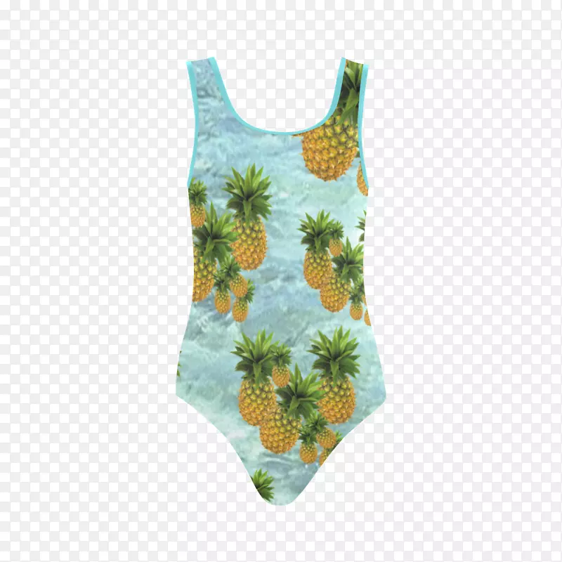 绿松石粉蓝色菠萝泳衣-一件泳衣