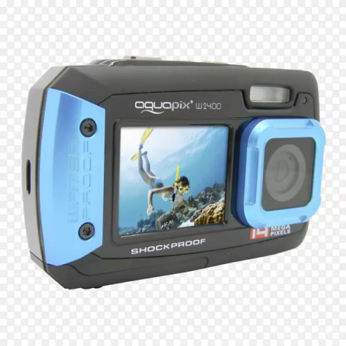 easypix w 1400有源蓝色音乐盒式相机14 mp-活动像素传感器