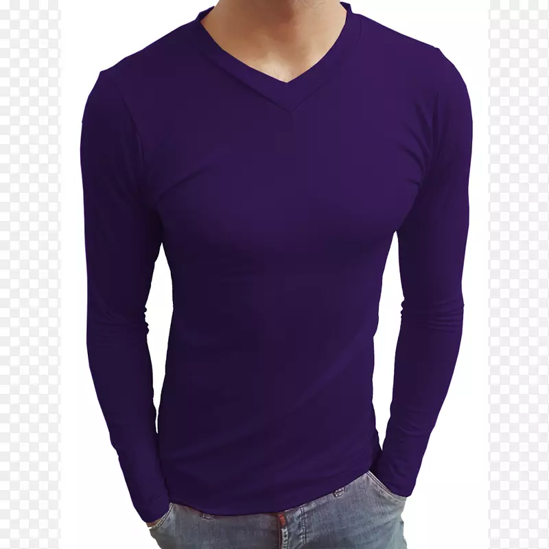 T恤袖紫色领t恤