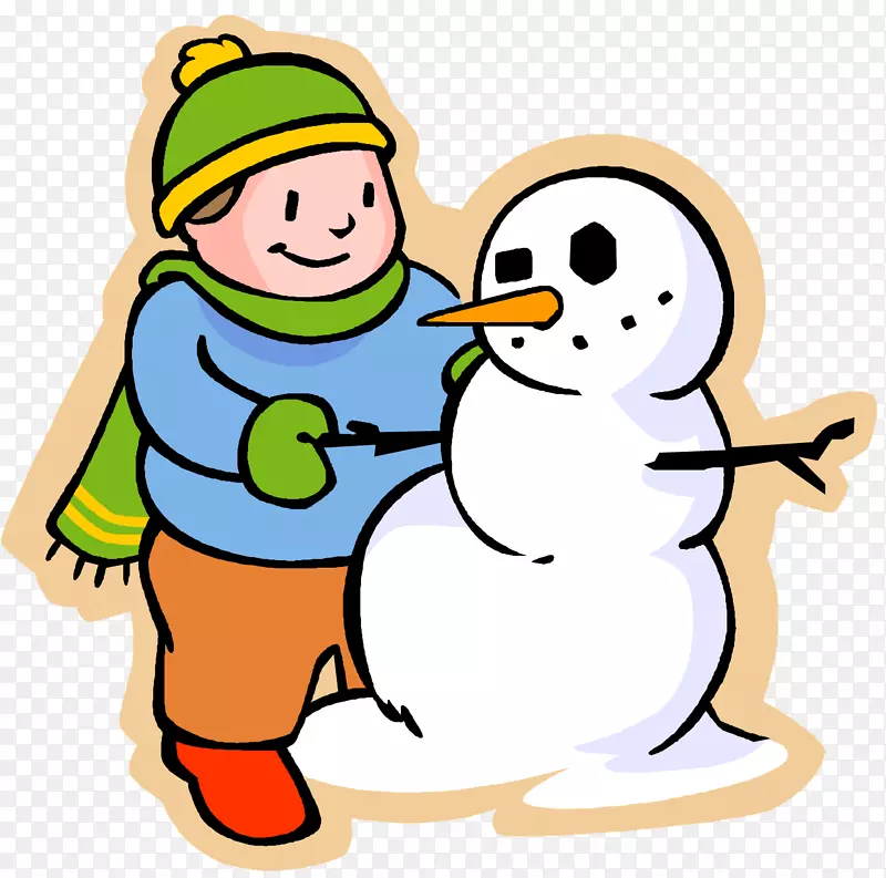 雪人儿童画冬日-三年级
