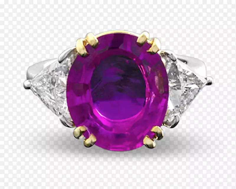 紫水晶蓝宝石订婚戒指红宝石蓝宝石